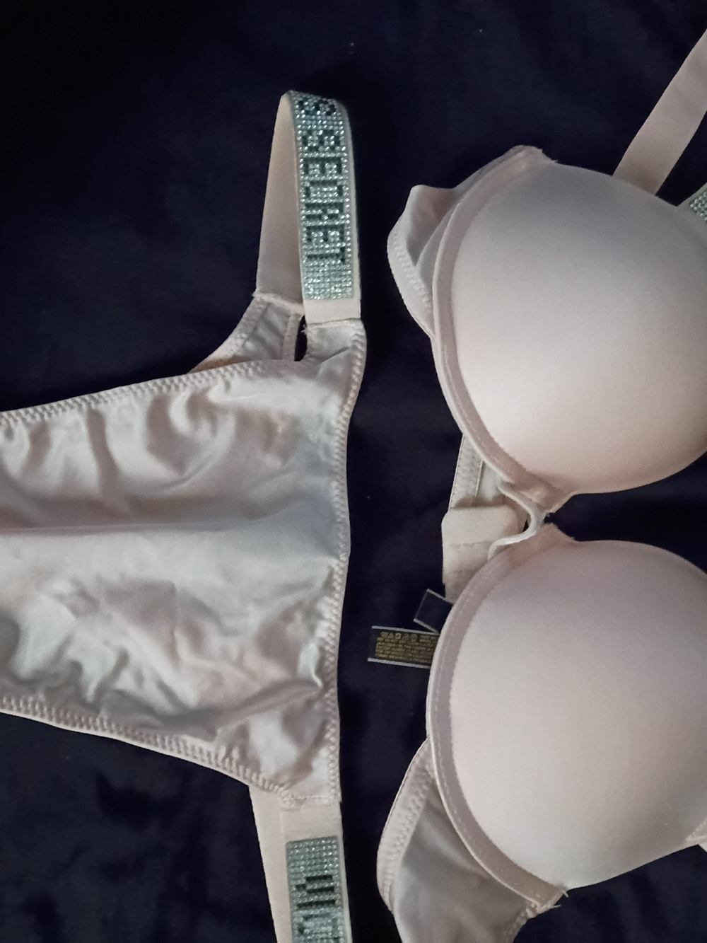 Victoria's Secret White Padded Bra with Rhinestone-Embellished Straps